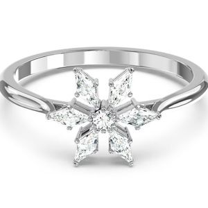 Swarovski Magic ring Snowflake, White, Rhodium plated size 52 / US6